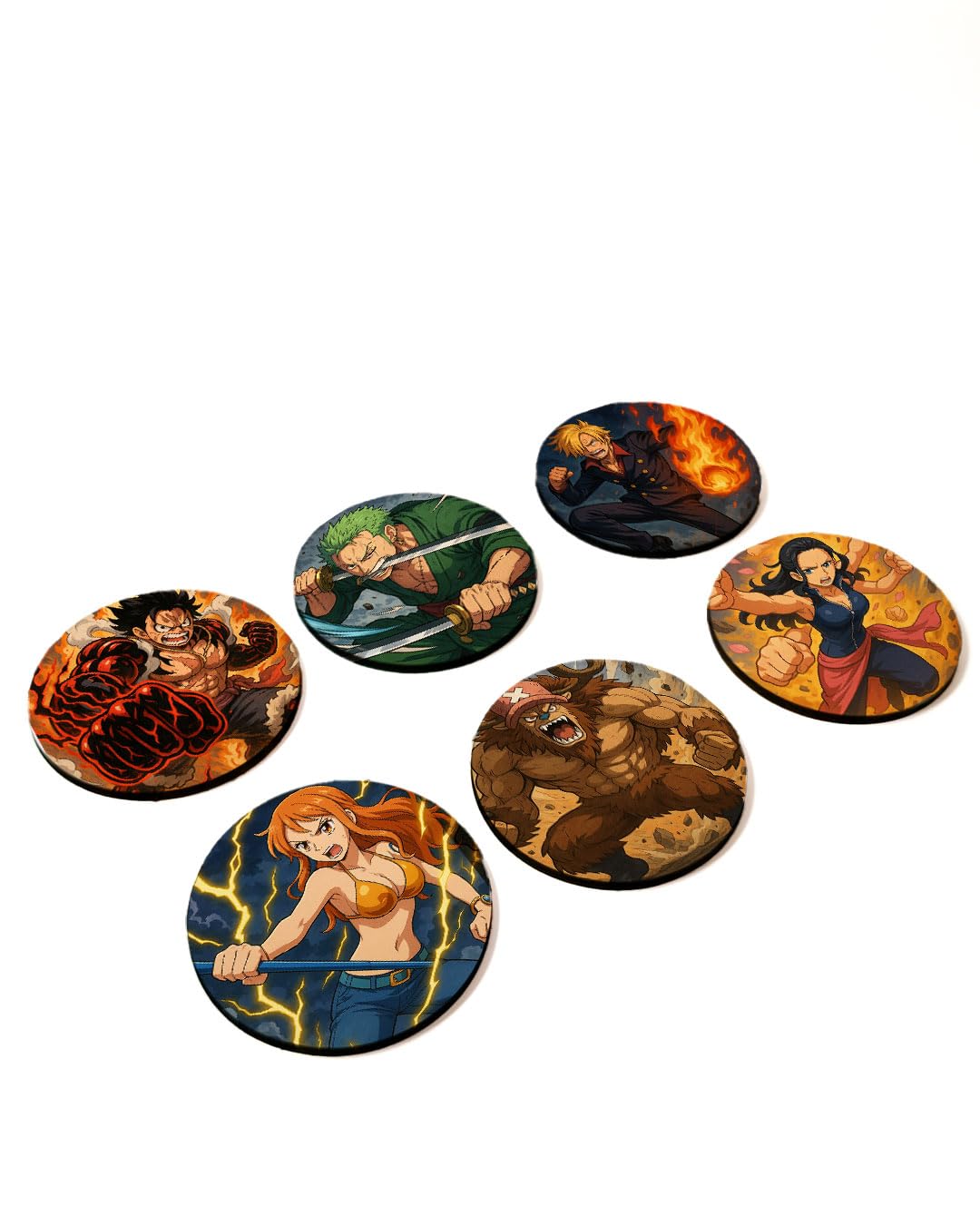 Anime Gifts Inspired Coaster Set (6-Piece) with Holder | Printed MDF Drink Coasters for Table Protection | Otaku Room & Gaming Desk Decor Gift | Alpha Nova Creations 2