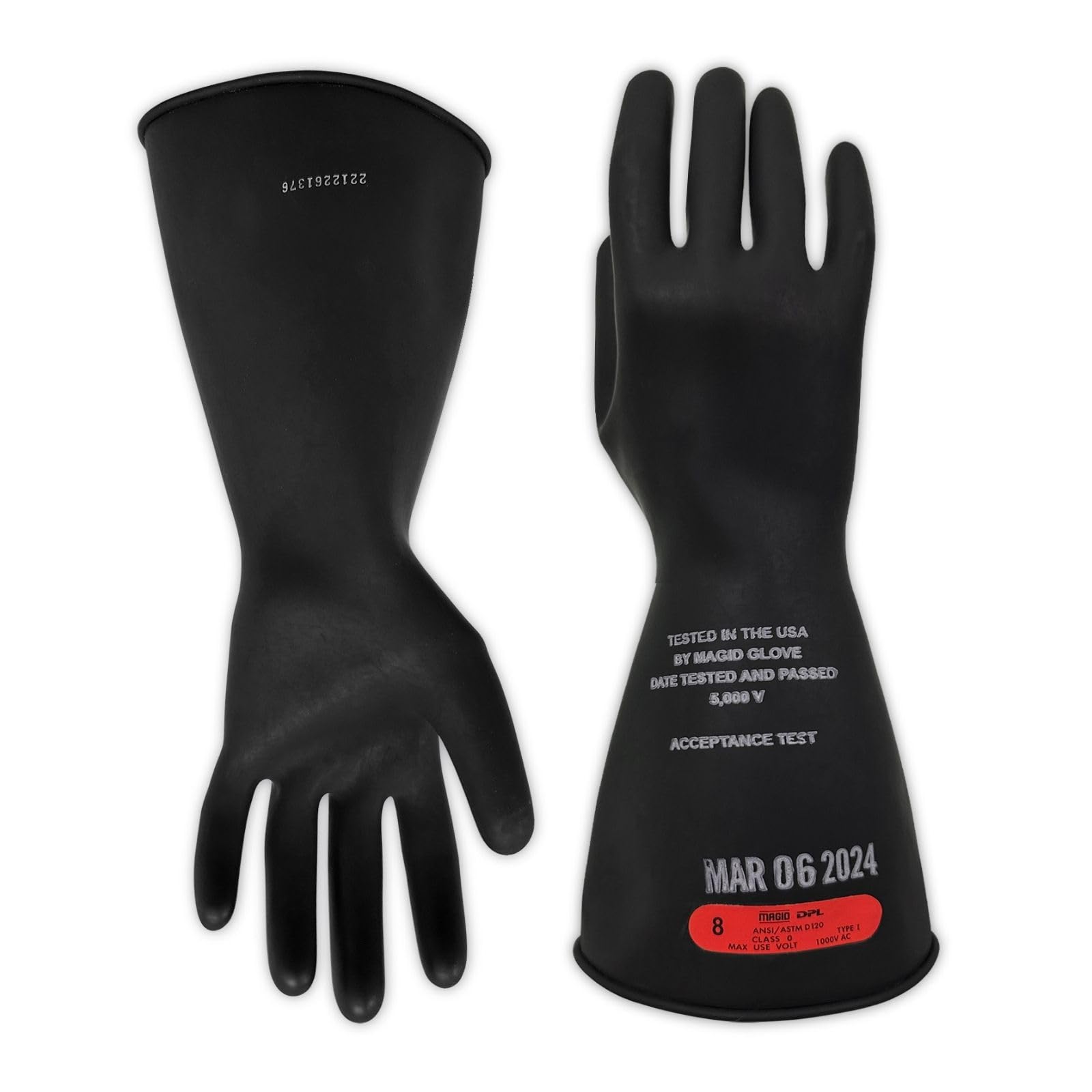 Rubber Insulating Electrical Safety Gloves, Class 0 ASTM Compliant