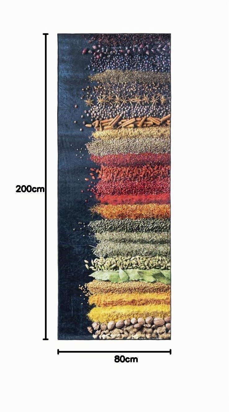 Mazovia Alfombra Cocina 80x200cm Motivo de Cocina con Estilo Antideslizante
