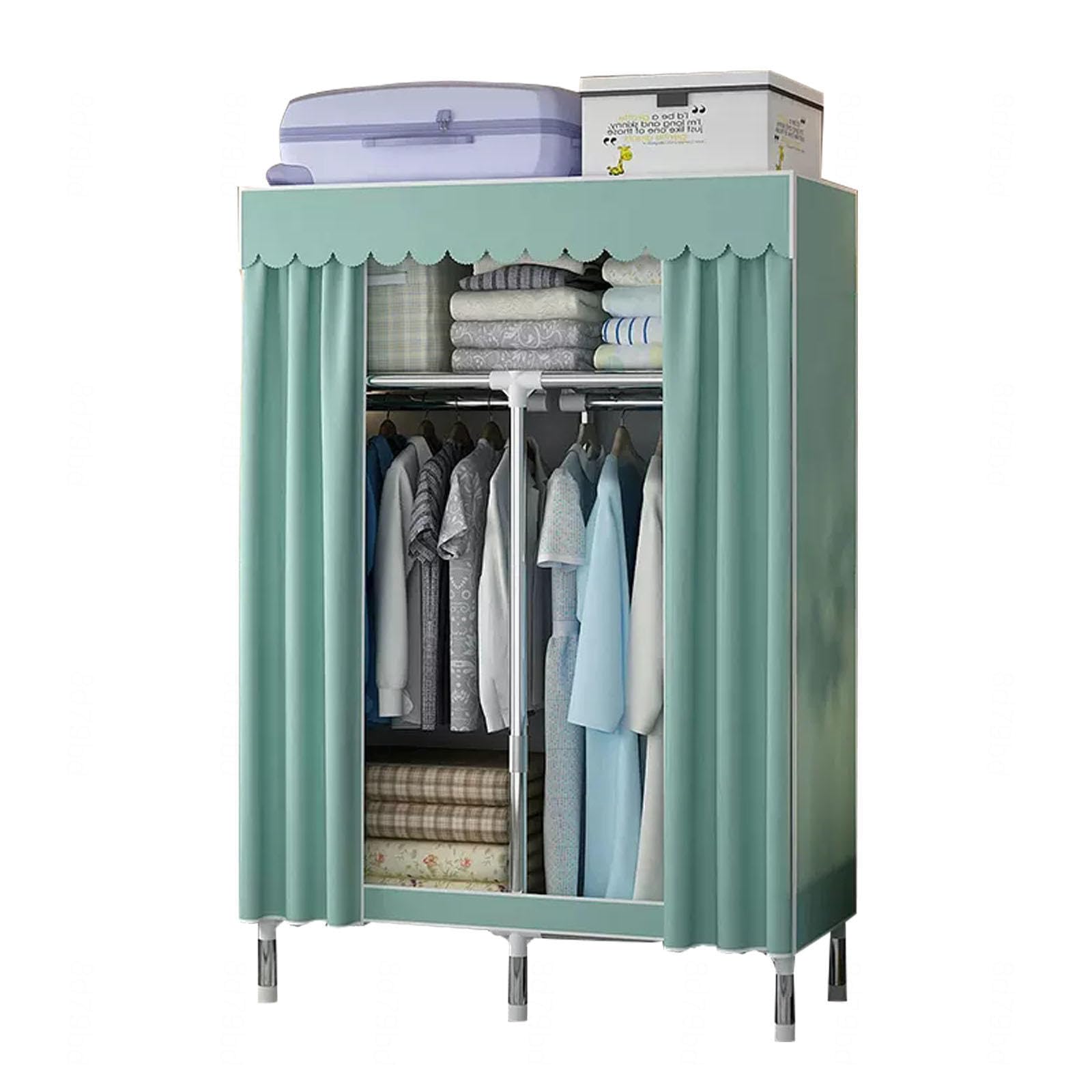 Armario portátil plegable verde de 88x48x176cm con barra para ropa