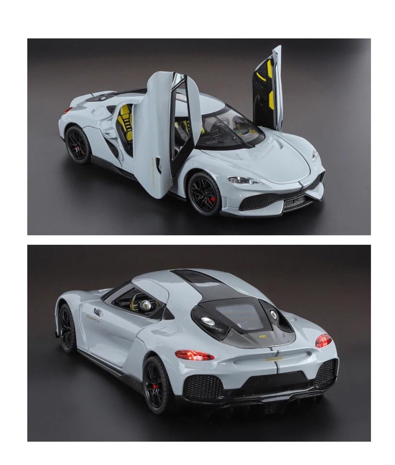 Veicoli a Motore in Scala 1/24 per Koenigsegg Gemera GT Decorazioni per Vetrina in Miniatura in Lega Metallica Pressofusa per Modellismo Modello di Auto Replica(Chrome)