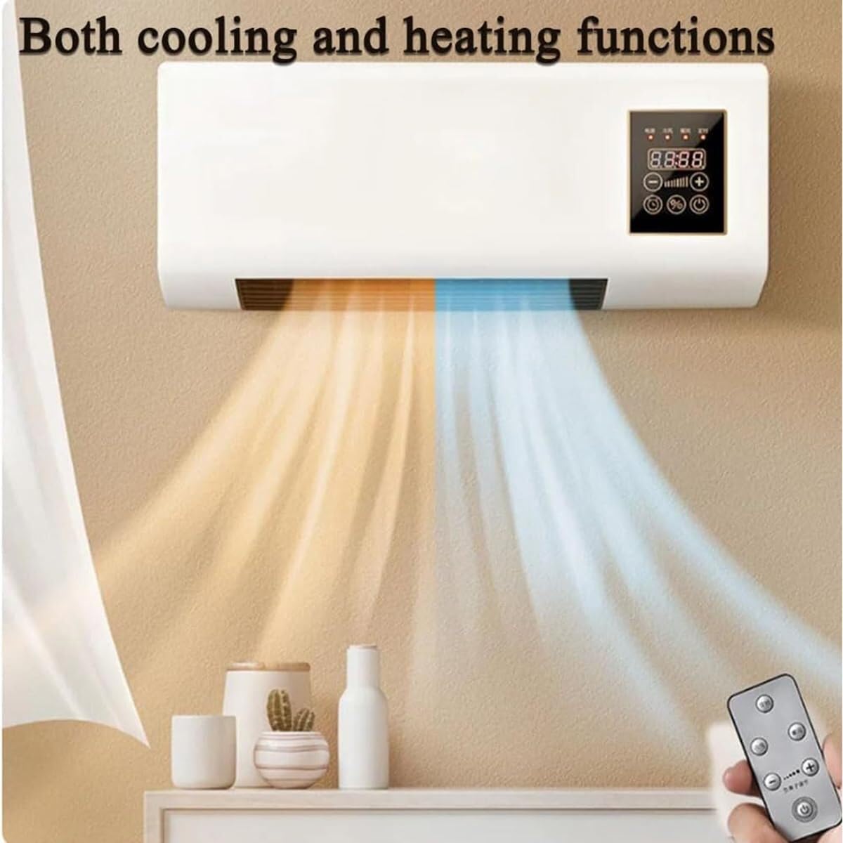 Aria condizionata, ventilatore da parete, 2000 W | Riscaldamento e raffreddamento 2 in 1, senza unità esterna, installazione semplice, telecomando