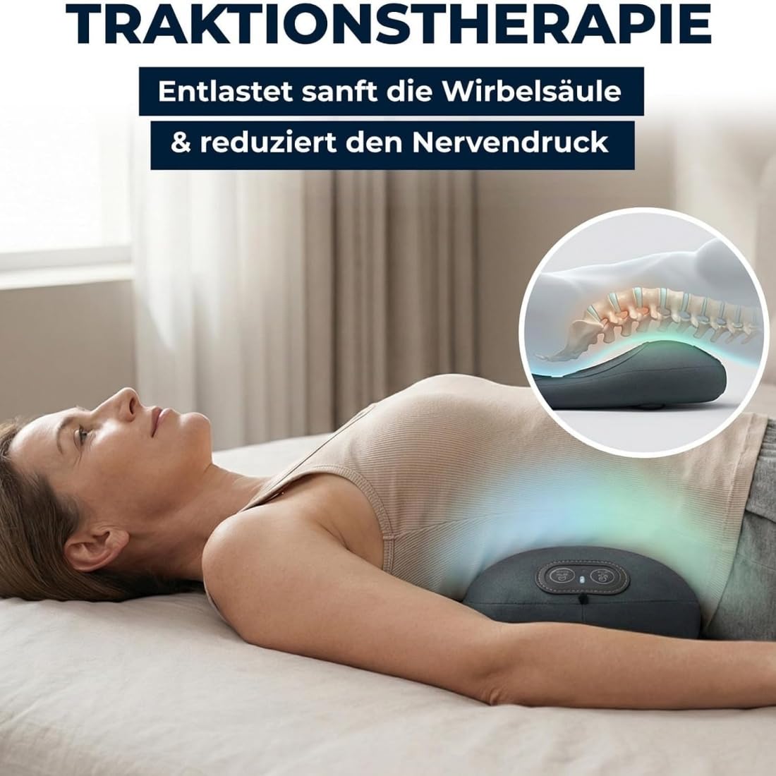 2026 Curosleep Kissen Original, Curo sleep Triple Fusion Massagegerät mit Wärme, Vibration&Dehnung, Lendenwirbel massagegerät,Lendenwirbelkissen,Rückenmassagegerät unterer rücken,für Rücken (Schwarz)