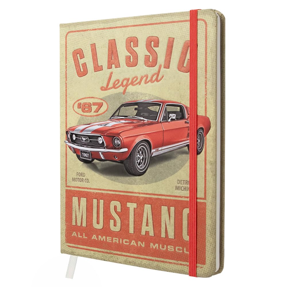 Nostalgic-Art Retro Notebook A5 Ford Mustang - Classic Legend - Gift Idea for Ford Accessories Fans, Original Licensed Product (OLP), Bullet Journal Dotted, Vintage Design