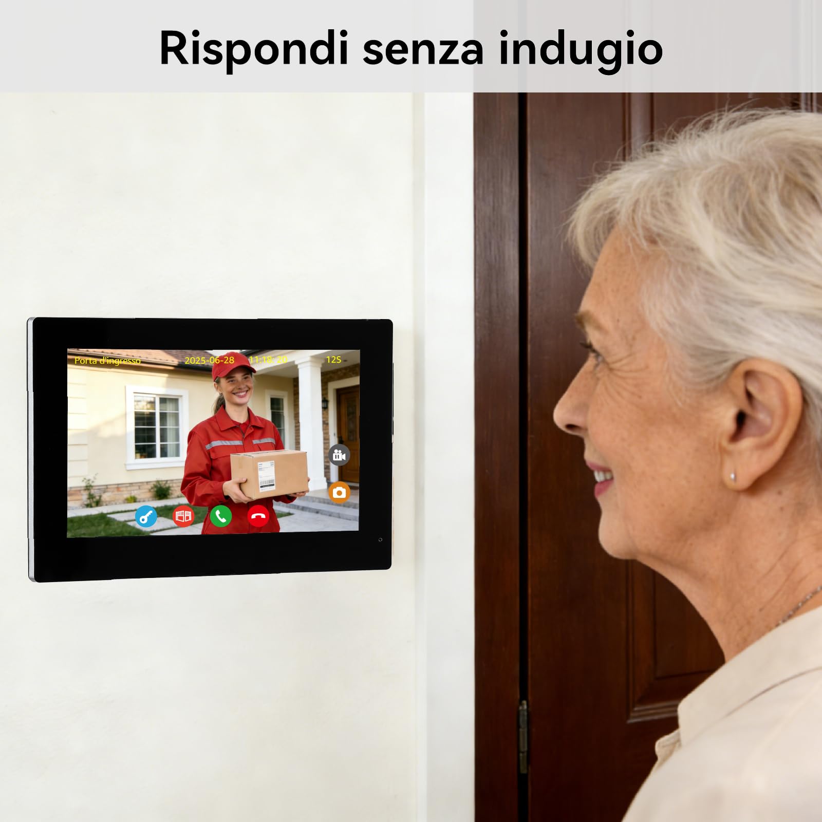 Videocitofono Connesso 2 fili, 7 Pollici Touch Monitor, 1080p, Audio Bidirezionale, Citofono con Sblocco Remoto, Rilevamento Umano,Visione Notturna