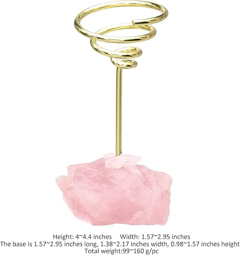 Miniatura 4 de rockcloud Tarjetero de mesa de cuarzo de cristal de cuarzo rosa, soporte de notas de número dorado para boda, fiesta, decoración de oficina en casa,