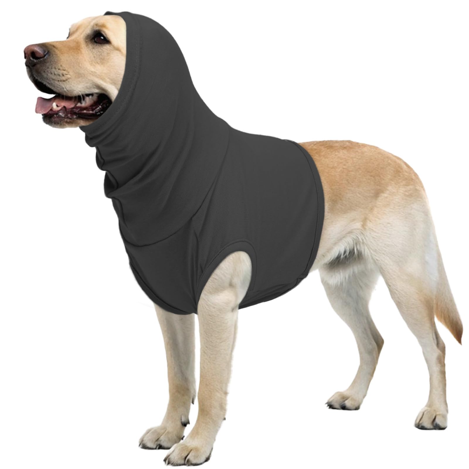 PUMYPOREITY Dog Scarf, Post Op Snood For Dogs After Neck Surgery Medical Vest Head Cover Protective Half Shirt(Grey, 2XL) — image 1