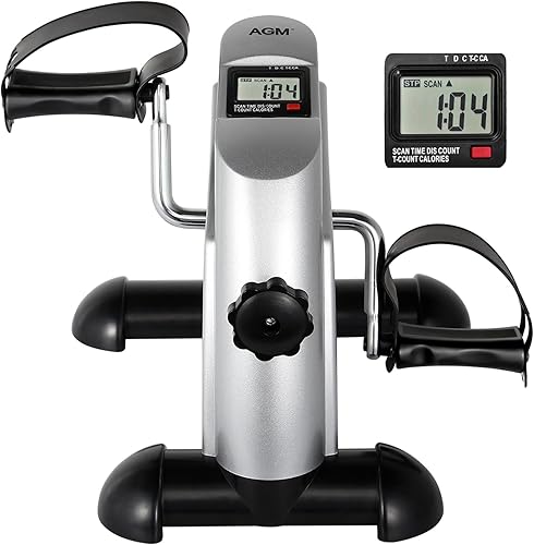 Miniatura 10 de Mini Exercise Bike, AGM Under Desk Bike Pedal Exerciser Foot Cycle Arm & Leg Pedal Exerciser with LCD Screen Displays
