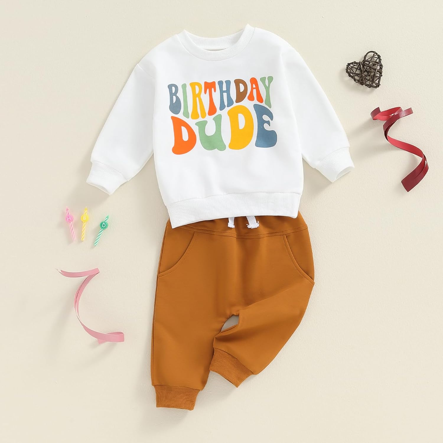 Kayotuas Toddler Baby Boy Birthday Outfit 1 2 3 4 Year Old Birthday Boy Sweatshirt and Pants Set 2 Piece Infant Fall Clothes - Image 3