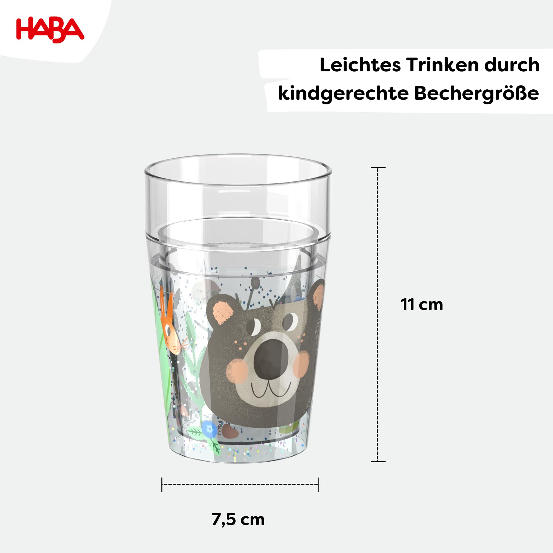HABA Kubek z brokatem – kubek dziecięcy z błyszczącym efektem brokatu, idealny do wody, soku i herbaty, praktyczny dla małych dłoni – 2012447003
