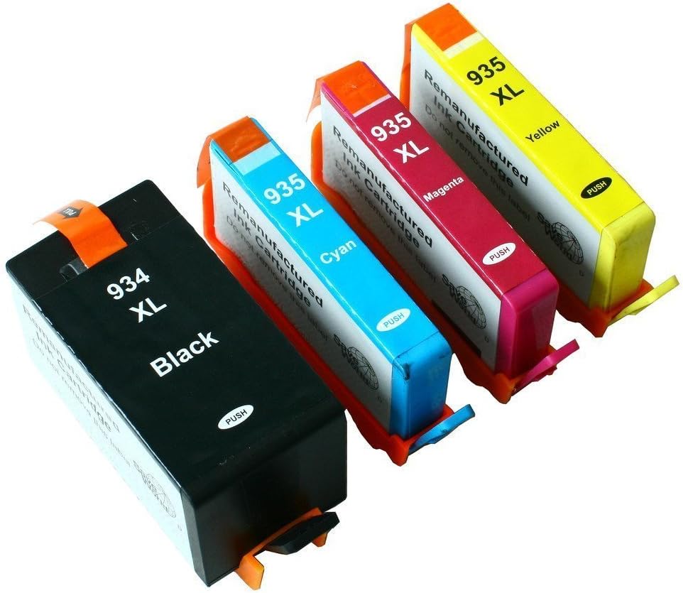 YoYoInk Remanufactured Ink Cartridge Replacement for HP 934 HP934 HP-934 XL HP 935 HP935 HP-935 XL 4 Pack (1 Black 1 Cyan 1 Magenta 1 Yellow) with Ink Level Indicator