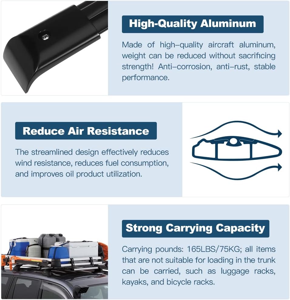 ECCPP Roof Rack Cross Bar Roof Rack Cross Bars Luggage Cargo Carrier Rails Fit for 2006-2010 for Honda Odyssey for Mini Passenger Van,2005-2006 for Honda Odyssey for Mini Passenger Van,Aluminum