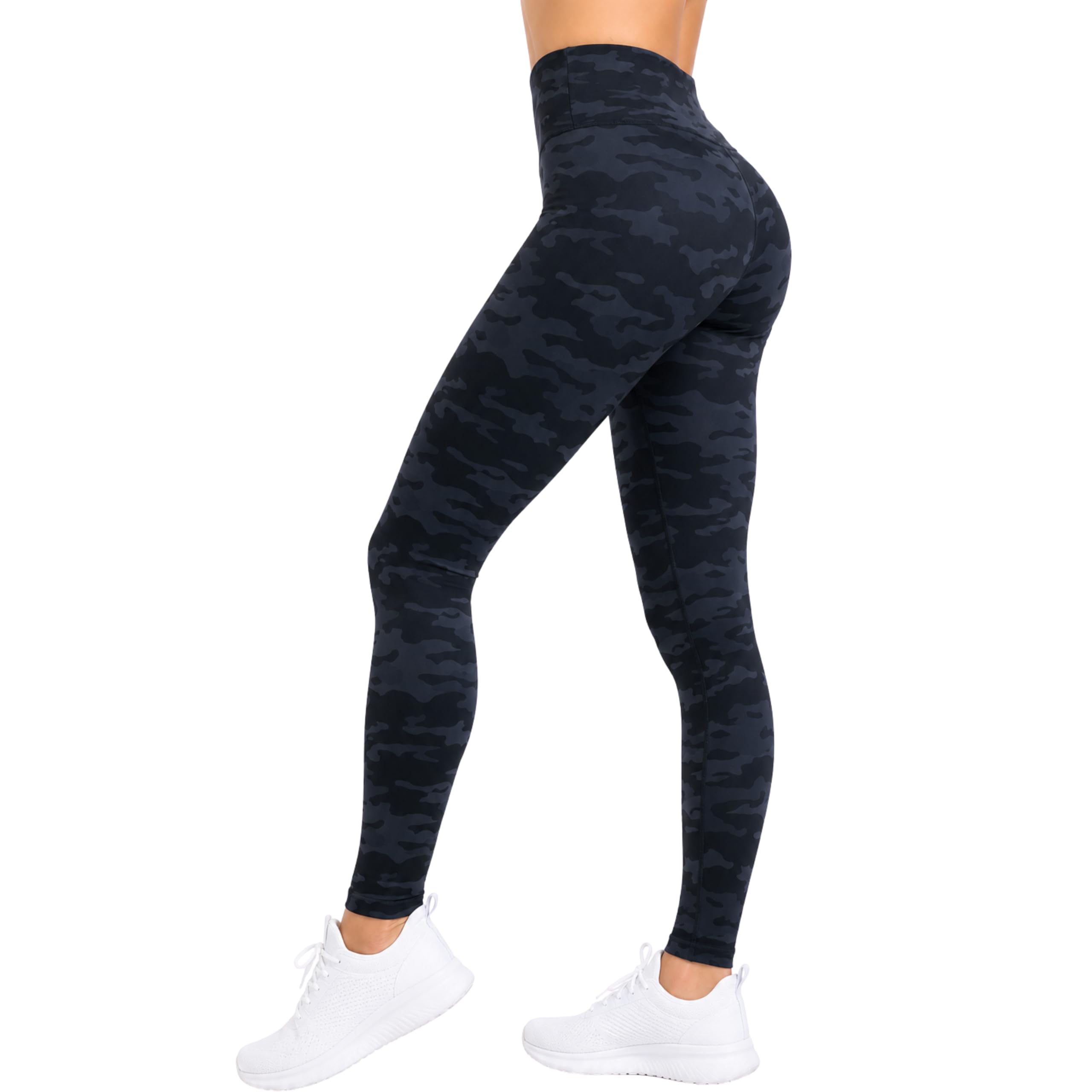 COMPRESSIONZ Women's Compression Trousers - Best Full Leggings Tights for Running, Yoga, Fitness, Camouflage Black, Super high Waist, L
