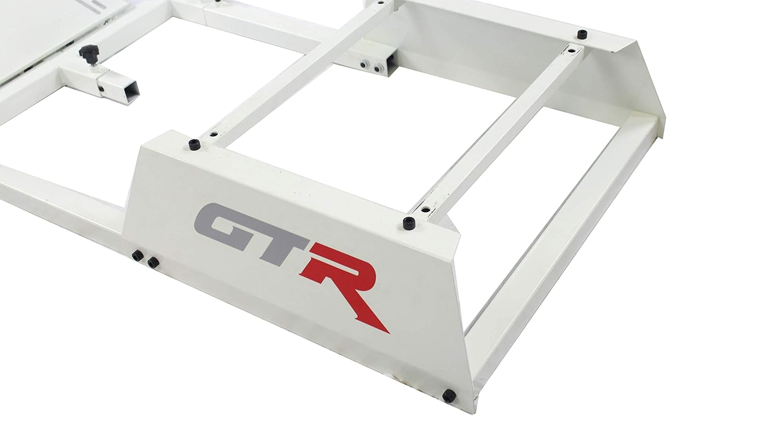 GTR Simulator GTA Model White Frame with Adjustable Blue White Leatherette Racing Seat Racing Driving Gaming Simulator Cockpit Chair