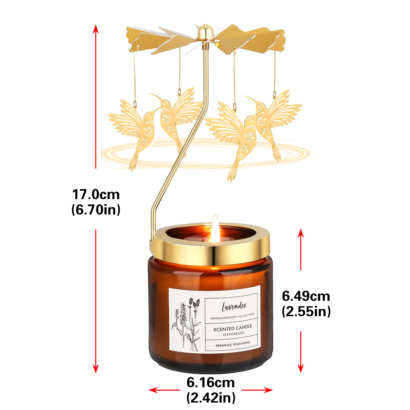 Hummingbird Gifts for Women, Rotatable Lavender Scented Candle Gifts for Mom Wife Anniversary Valentine's Day, Unique Birthday Gift for Sister Girlfriend with Gift Box