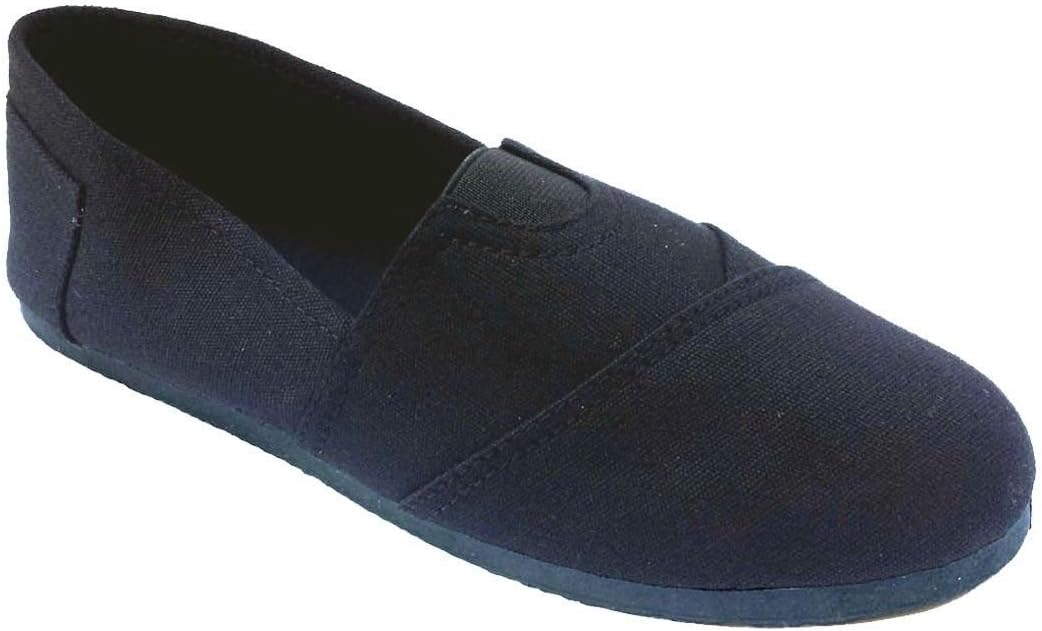 Elegant Men's Black Plain Canvas Slip-on Flat Loafer Shoes 11, M US