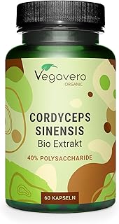 Bio Cordyceps sinensis | 650 mg CS-4 Extrakt (20:1) | 40% Polysaccharide | Ohne Zusätze | Deutsche Produktion von Vegavero | 60 Kapseln