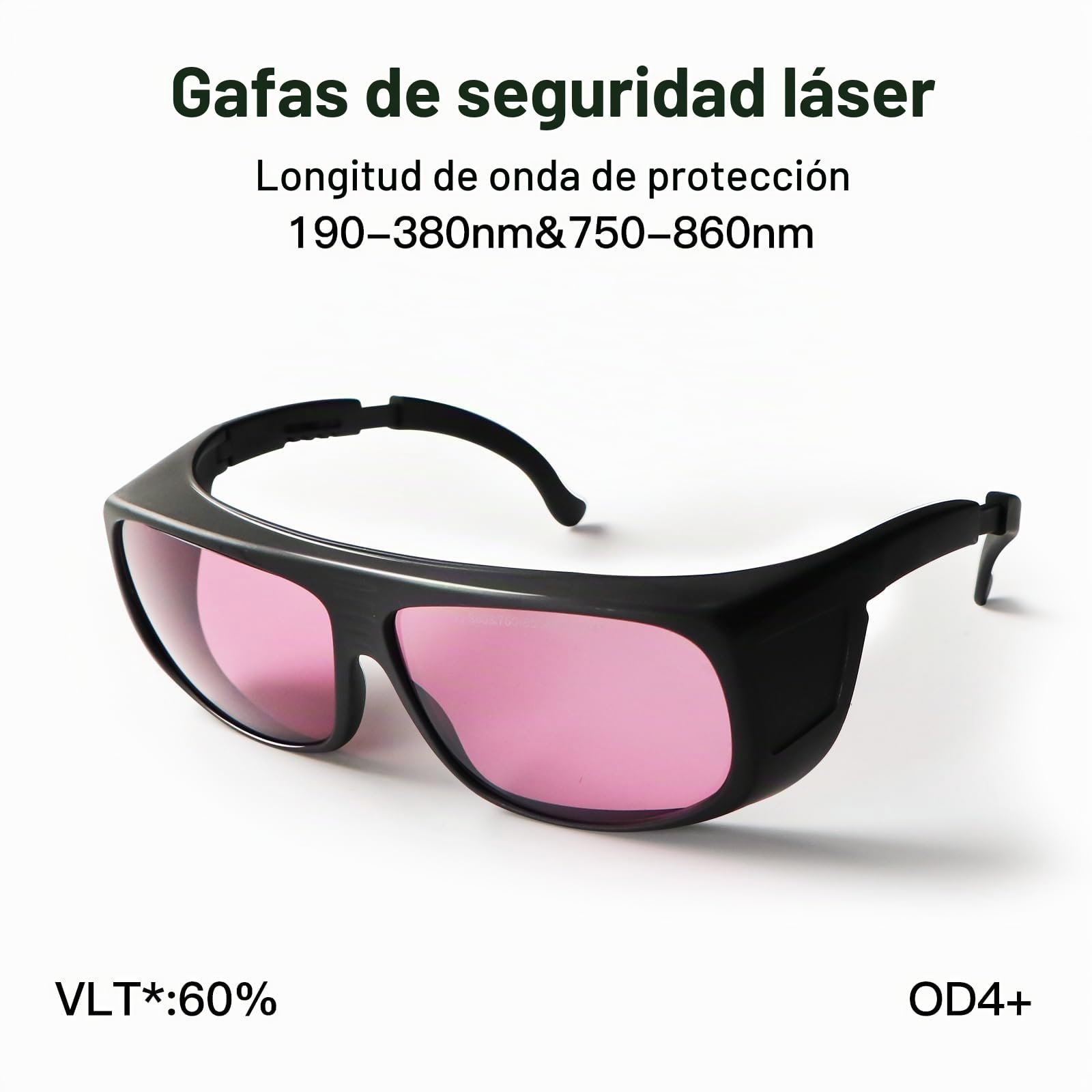 Gafas de Seguridad para Láser OD4+ 190-380nm & 750-860nm, 808nm, 830 nm, Gafas Láser de Luz Infrarroja Cercana y UV protección para Los Ojos con Estuche.