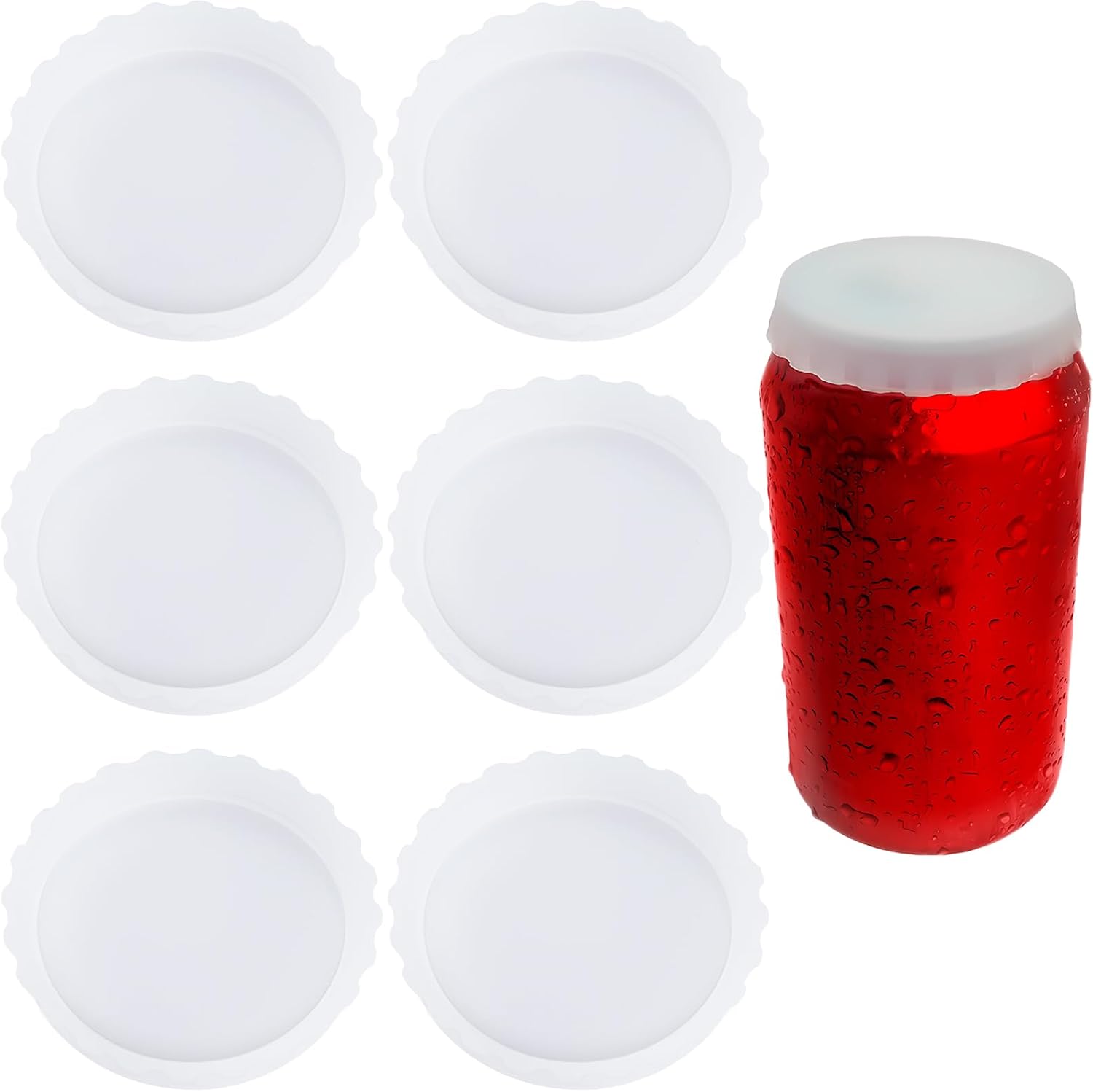 BPA-Free Transparent Can Lids - 6 Pack Reusable Covers for Soda, Beer, Drink & Juice - Washable, Fits Standard Cans