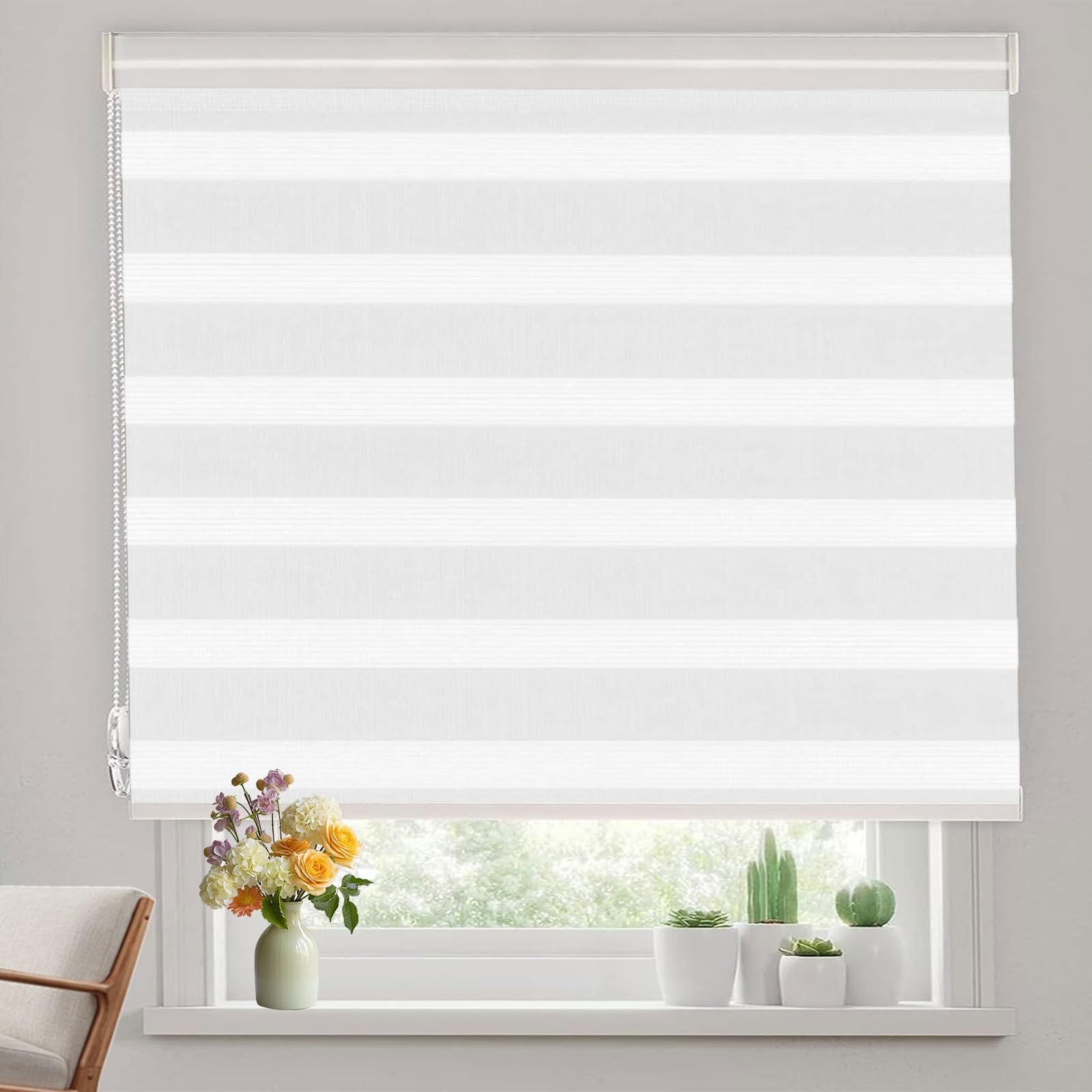 Blackout Roller Blinds 30 x 260 cm UV Protection Light Filtering Day and Night Blinds Curtains Easy to Install Fittings Included for Bedroom Office Apartment, Biały
