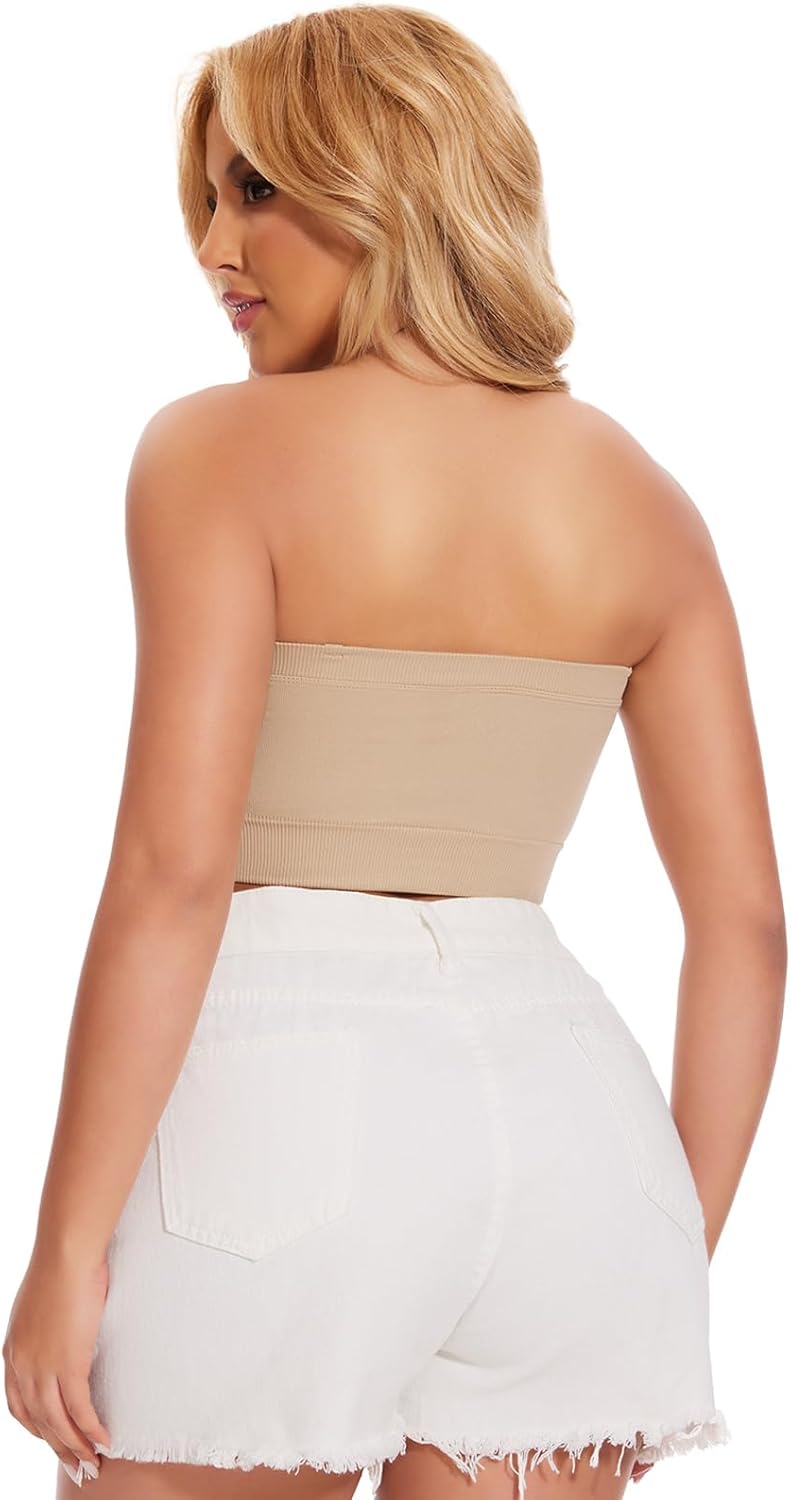 JOYSHAPER Strapless Bras for Women Bandeau Bralette Tube Top 2 Packs - Image 3