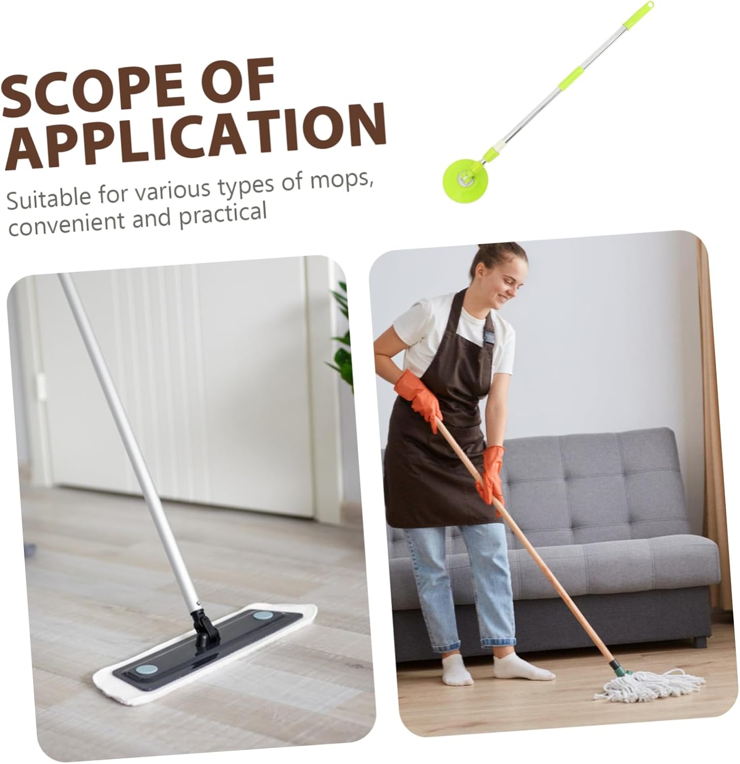 Detachable Rotary Mop Handle Mop Stick Pole for Easy Cleaning Compatible with Heads for All Floor