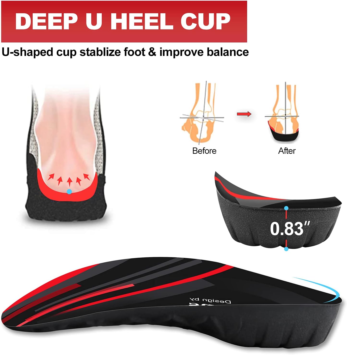 330+ lbs Plantar Fasciitis 3/4 Length Insoles, High Arch Support Orthotic Inserts for Women & Men, Flat Feet, Over-Pronation, Pain Relief for Walking Standing Running Heavy Duty Strong Support L - Image 3