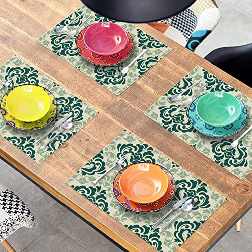 Sets de table vert résistant à la chaleur pour repas de fête - 8