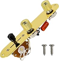 Vista 11 de Placa de control de guitarra totalmente cargada, interruptor de 3 vías precableado, 250 K, grandes potenciómetros moleteados, controles de tono