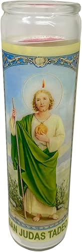 Veladora sin esencia San Judas Tadeo, oración para el trabajo 14 oz vaso grande una pieza prayer candle,one piece