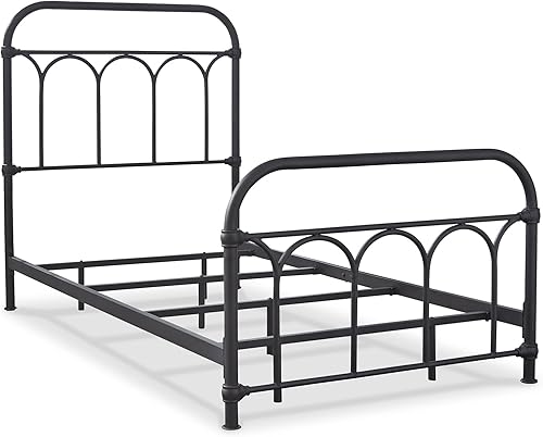 Miniatura 10 de Signature Design by Ashley Nashburg Industrial Farmhouse - Cama de metal, matrimonial, negro mate