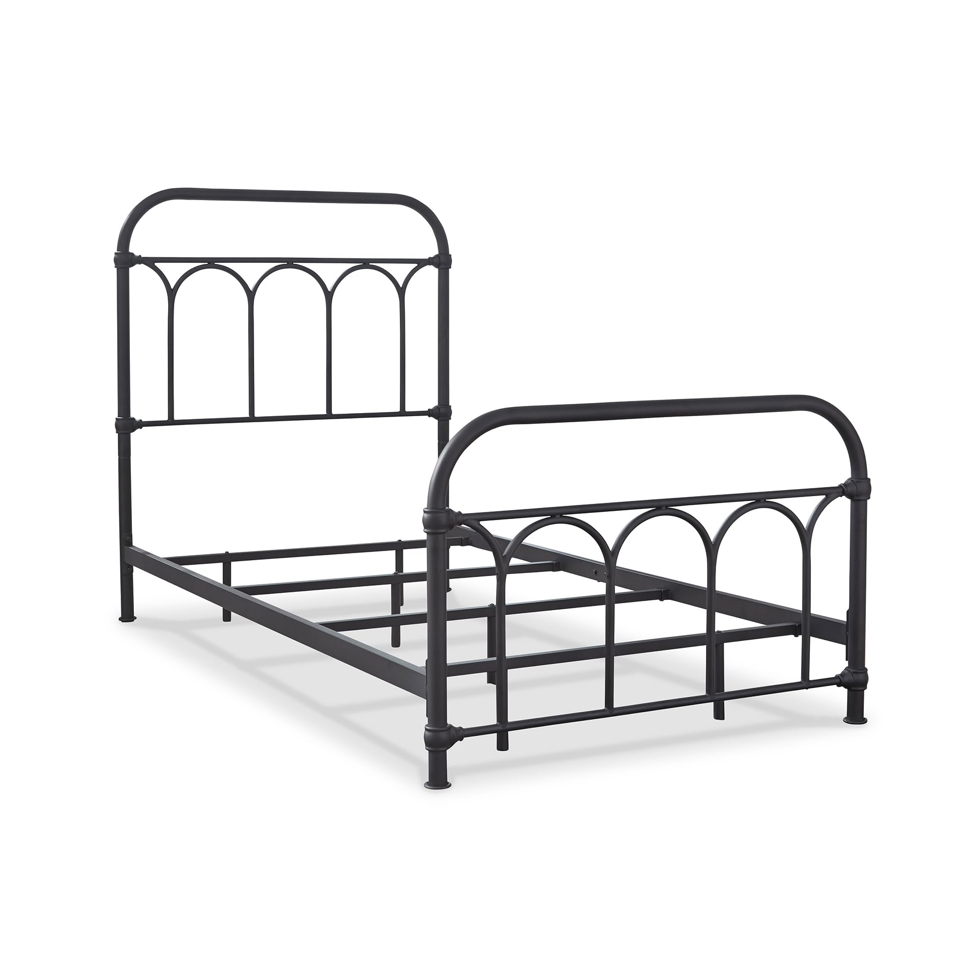 Signature Design by Ashley Nashburg Farmhouse Industrial Twin Metal Bed with Powdercoated Finish, Matte Black