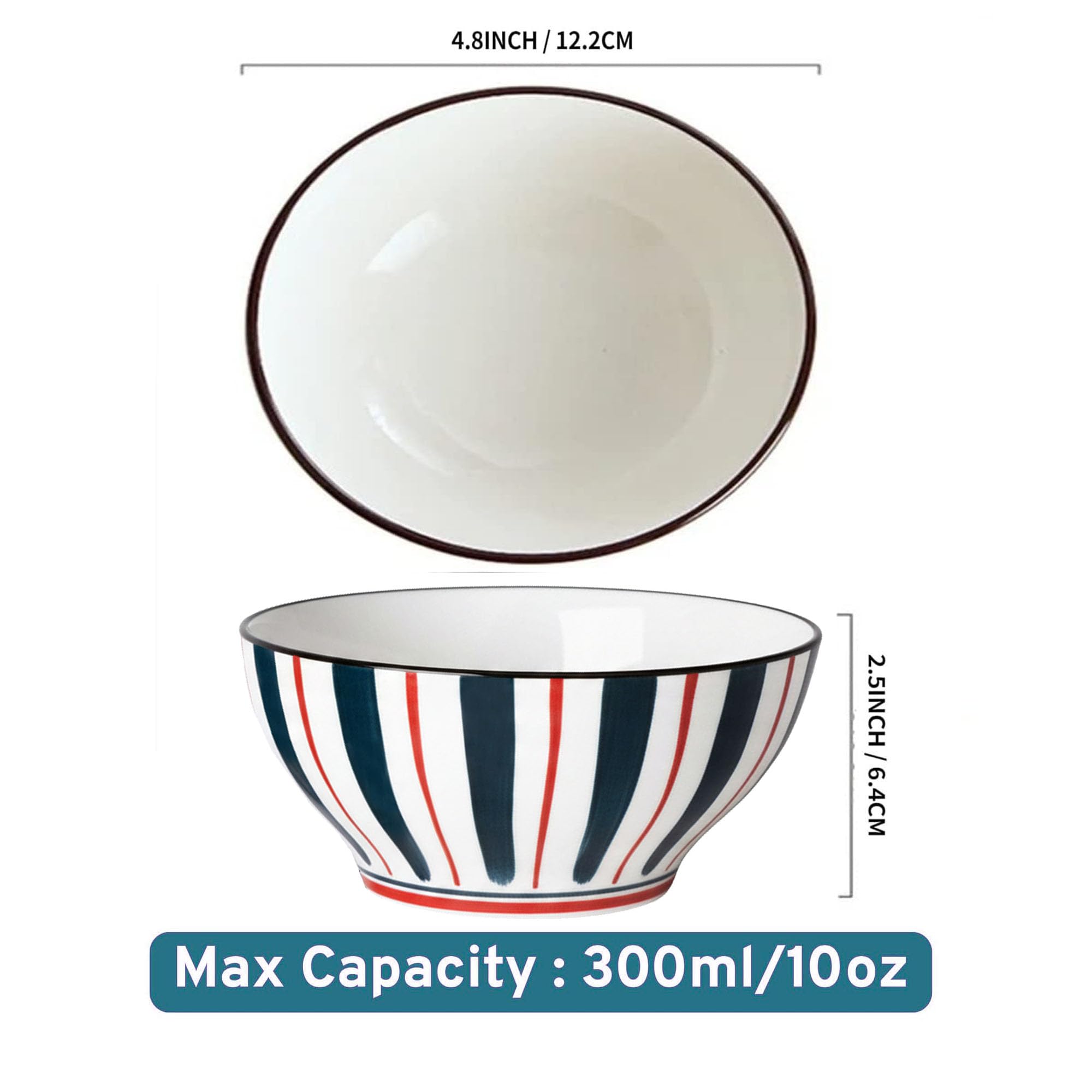 ARQIVO® Set of 2 Japanese Ceramic Rice Bowls, 4.7 Inch (10 oz/300ml) Small Porcelain Bowls for Noodle, Snacks & Soup, Premium Floral Stackable Cereal Bowl, Microwave & Dishwasher Safe, Ideal for Gift 1