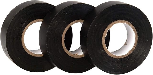 GTSE Black Electrical Tape, 19mm x 20m, Strong Self-Adhesive PVC Insulation Tape for Insulating, Repairing and Protecting Electrical Wires, 3 Rolls