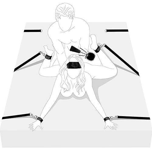 Bed Sex Bondage Kit Restraints - HBABY Under Mattress Bed Bondage BDSM Sets with Wrist Ankle Cuffs and Tickler Blindfold Adult Sex Toys Games for Men Women and Couples