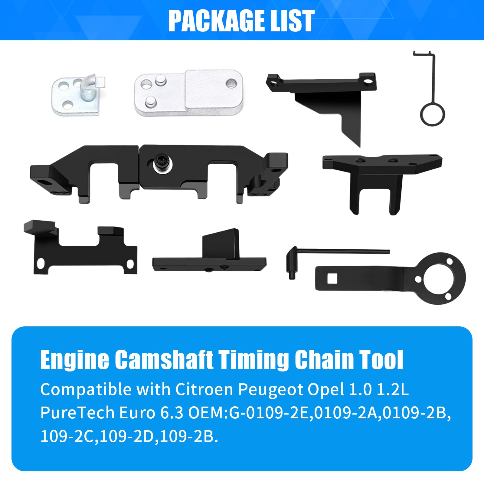 Kit Attrezzi Fasatura Motore 1.0 1.2 VTi/PureTech, Utensili Cinghia Distribuzione Compatibili con Citroën Peugeot Opel, Bloccaggio Albero a Camme, OEM 0109-2A 2B 2C 2D G-0109-2E (B)