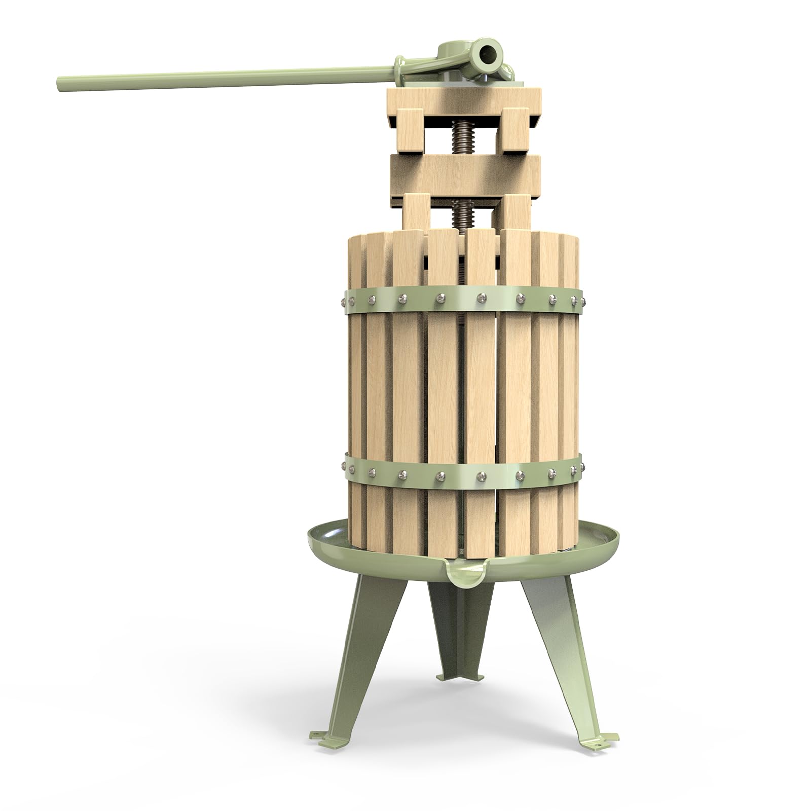 1.6 Gallon Green Fruit and Wine Press Manual Cider Juice Maker with Solid Beech Wood Basket & Heavy-Duty Stand for Apples Grapes Berries product thumbnail 3