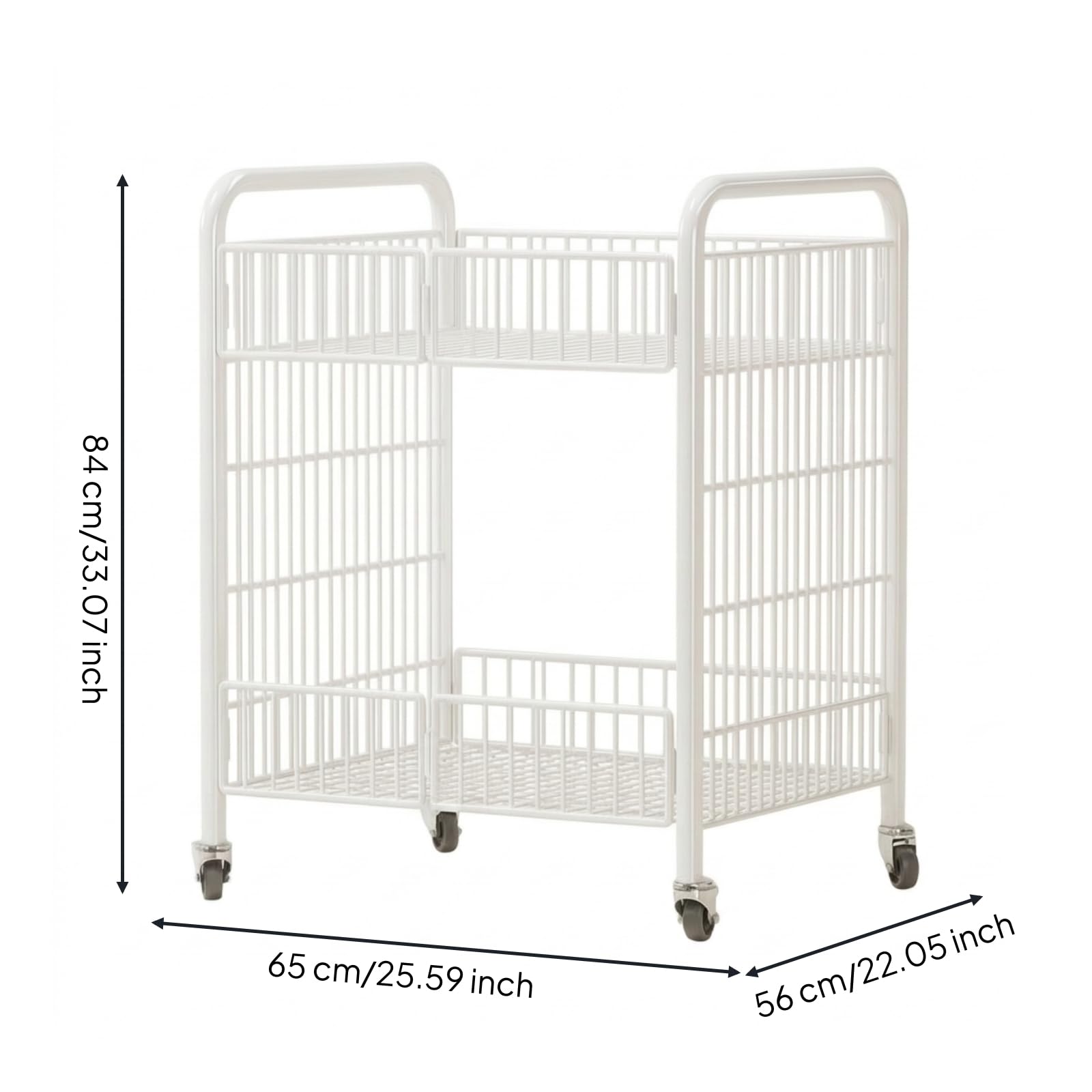 Gralara Carrello Espositivo a Due Ripiani Salvaspazio Carrello Pieghevole con Ruote Portatile per Commercianti, Ristoratori, Catering, Bianco, Piccolo