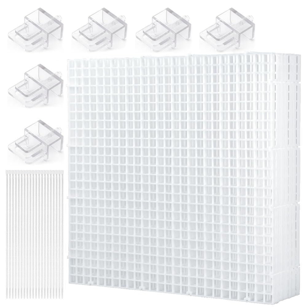 LINLAN 8 Pannelli Divisori Per Acquario 30x30cm - Griglia PVC Per Filtrazione Fai Da Te (Bianco) - Foto 4