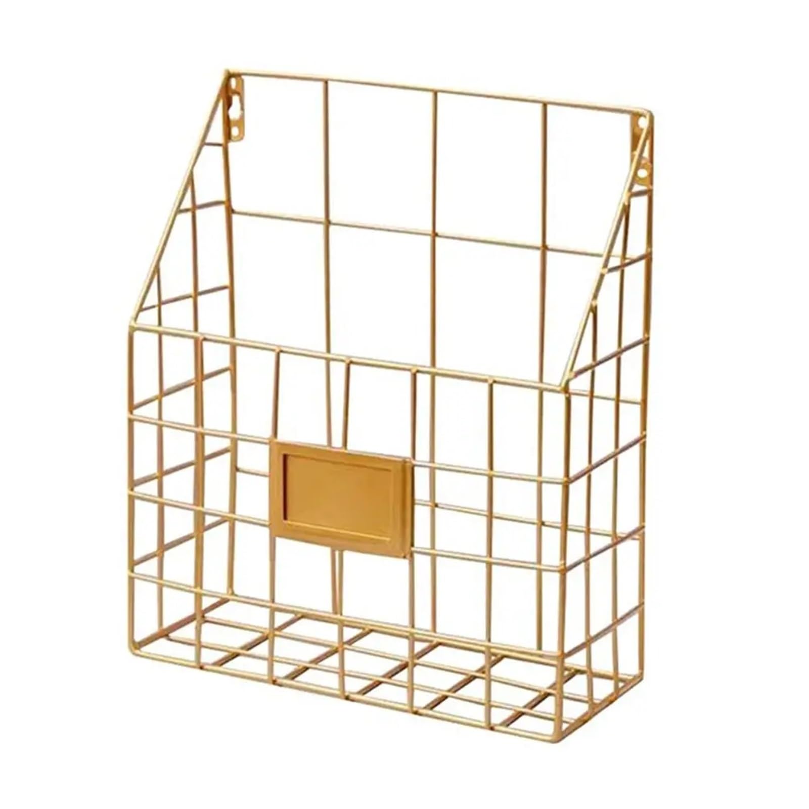 LOVSSU Newspaper Rack Easy To Install Magazine File Holder Useful Wall Mounted Handle Mail Organizer Metal Mesh Lightweight Foyer Storage Shelf Home(Gold)