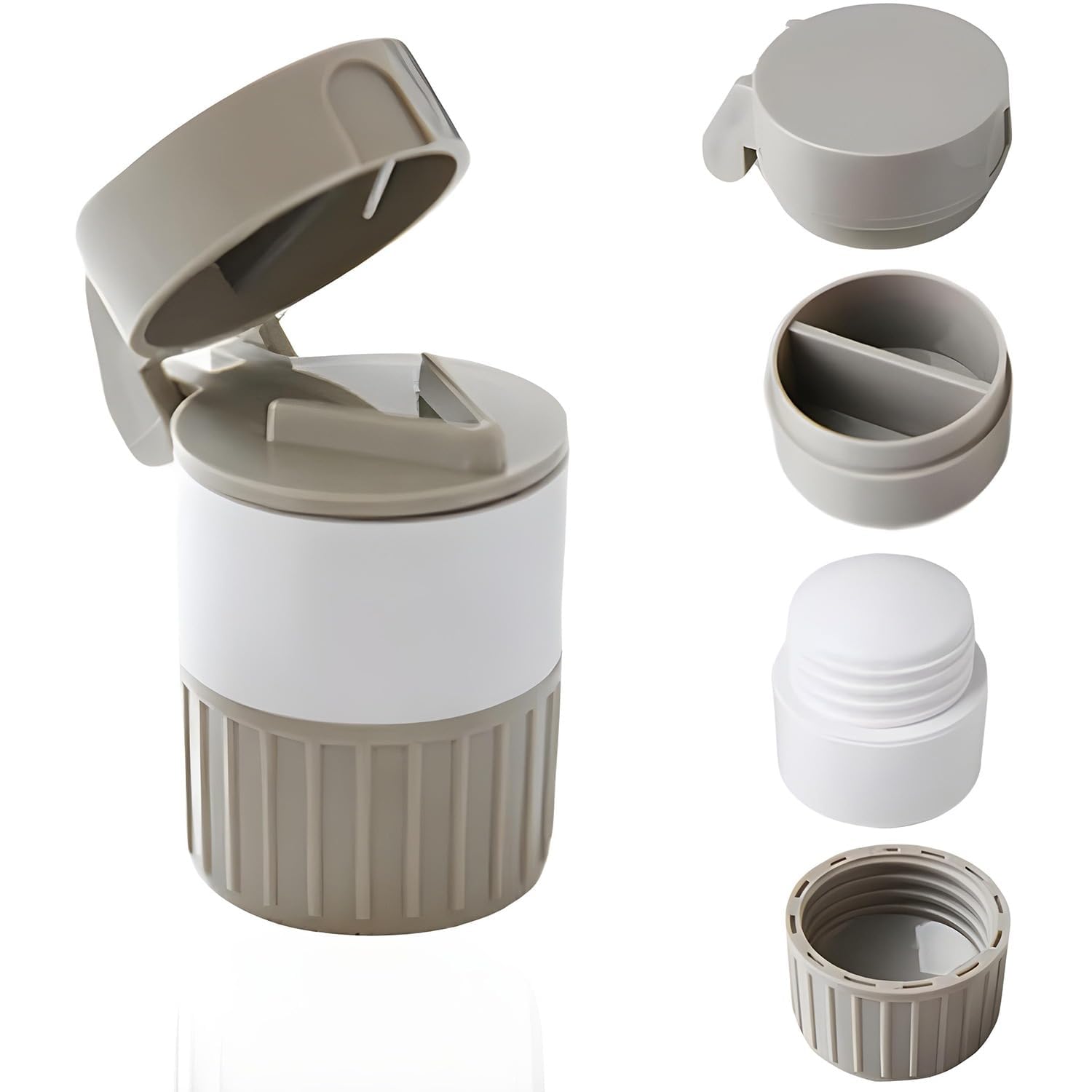 3 Compartment Pill Crusher, Cutter and Grinder, Safely Cut Pills, Vitamins, Tablets,Stainless Steel Blade Pill Cutter Splitter,Travel Sized Pill Grinder Multi-Function Built in Storage Box-image-41