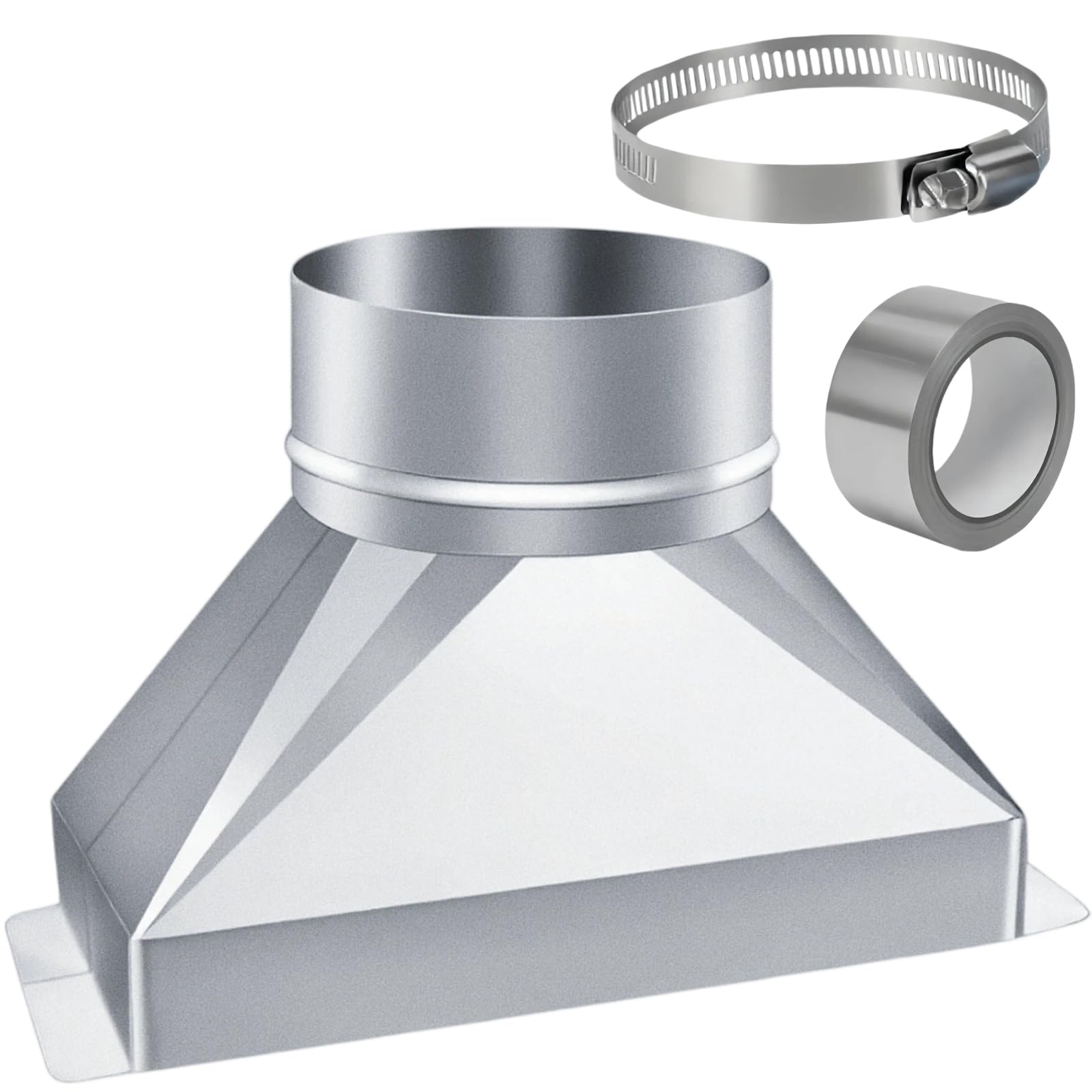 6″ Round To 3-1/4″ X 10″ Rectangular Microwave Vent Kit – Galvanized Transition With 32ft Foil Tape & Work Gloves Included