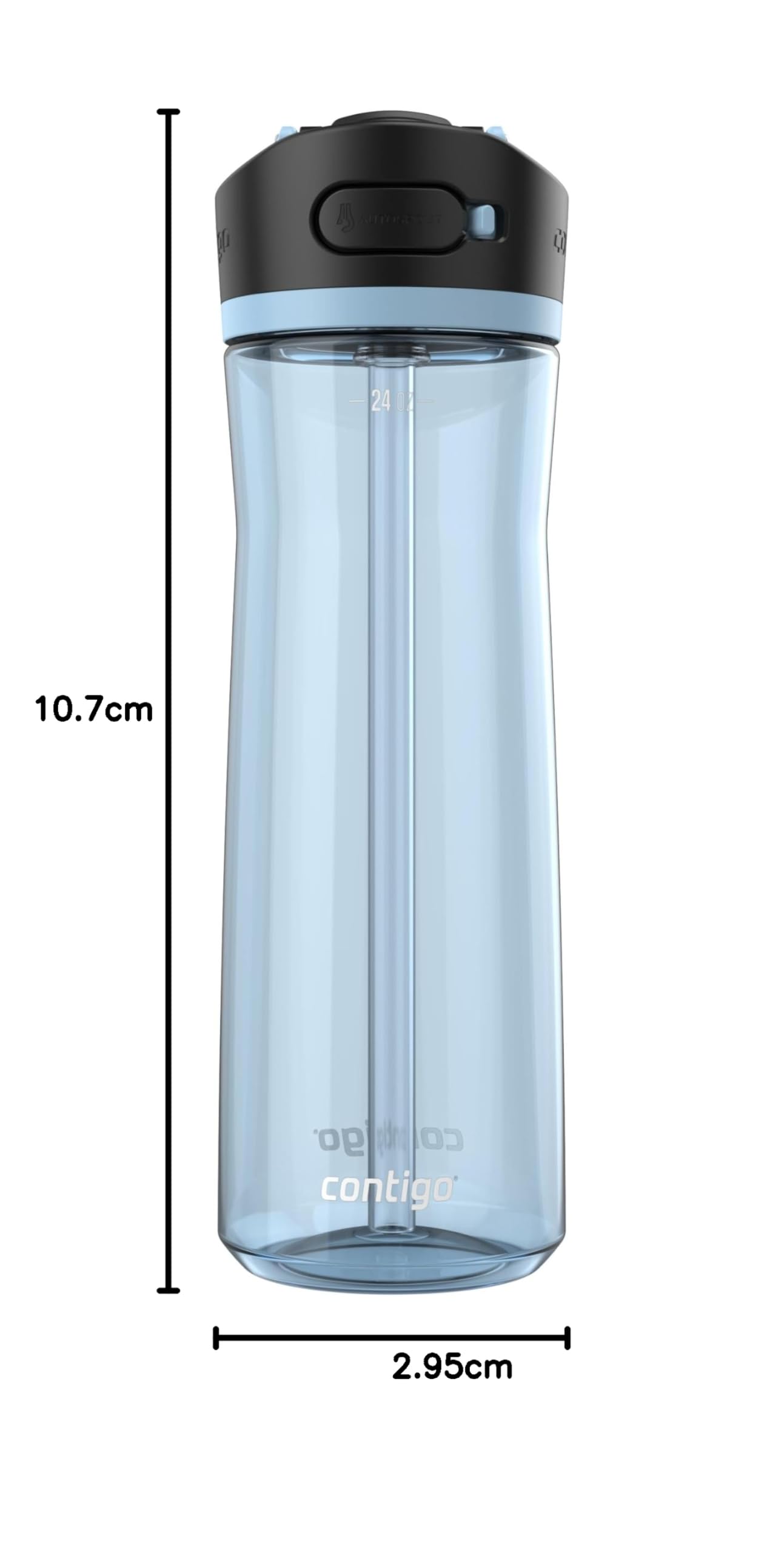 Contigo Ashland 2.0 Auslaufsichere Wasserflasche mit Deckelverschluss und abgewinkeltem Strohhalm, spülmaschinenfest, austauschbarer Deckel, 680.4 g, Gletscher