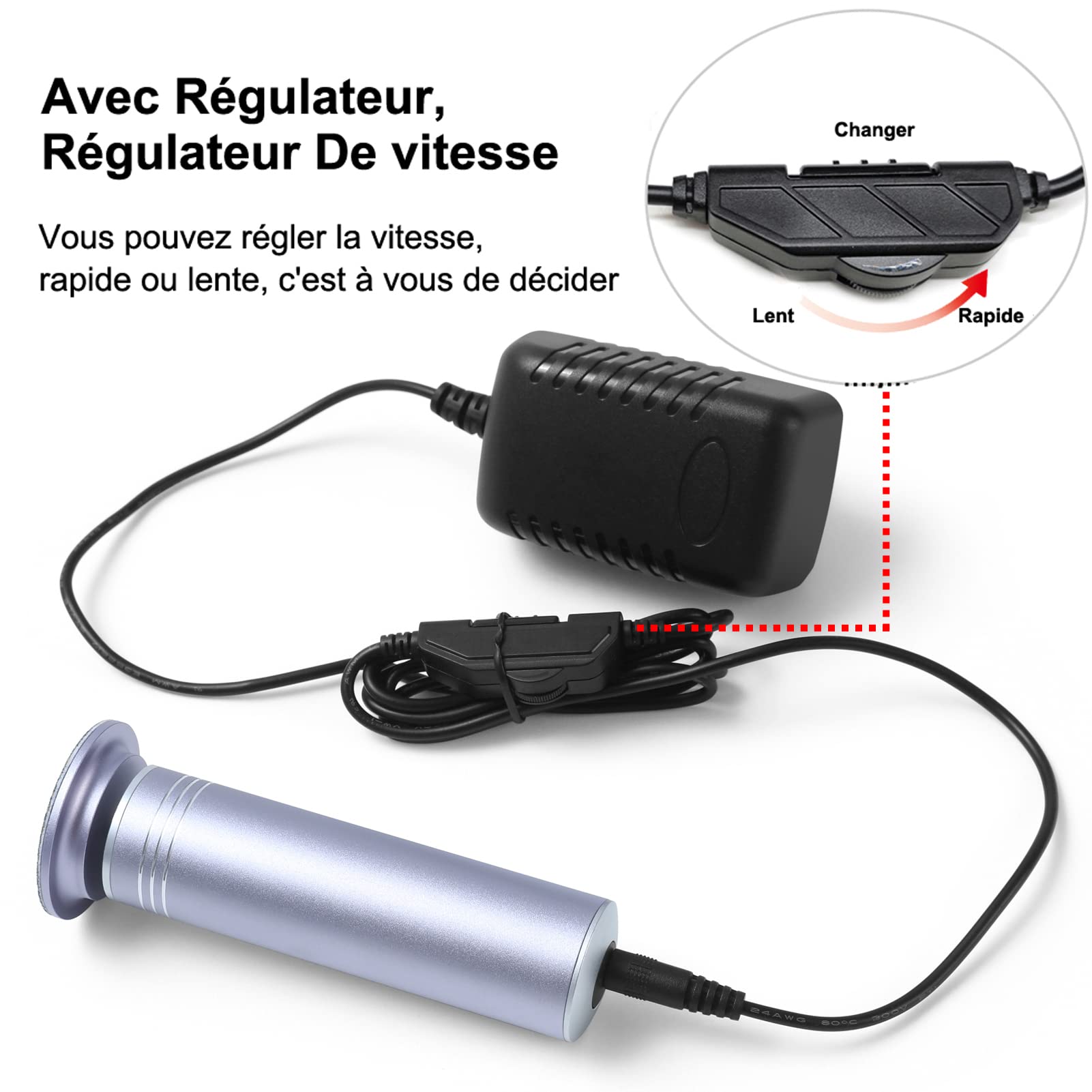 Rallador de pies pedicura eléctrica anticallosidad lima pies eléctricos para cuerno (velocidad ajustable) con 60 almohadillas de repuesto para mujeres y hombres pedicuros (FCR-2 gris)