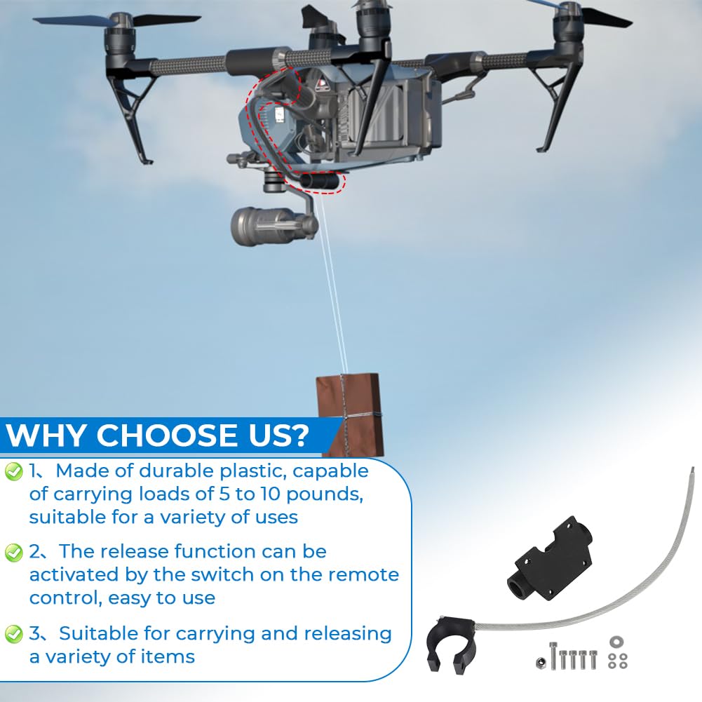 drone that can drop fishing lure Release and Professional Device for DJI Mavic 2 (all models)  Fishing, Bait Release, Load Delivery, Search and Rescue and Fun  U.S. Patent Show the Action in Stabilized HD Video Gannet Sport Phantom Gannet Bait