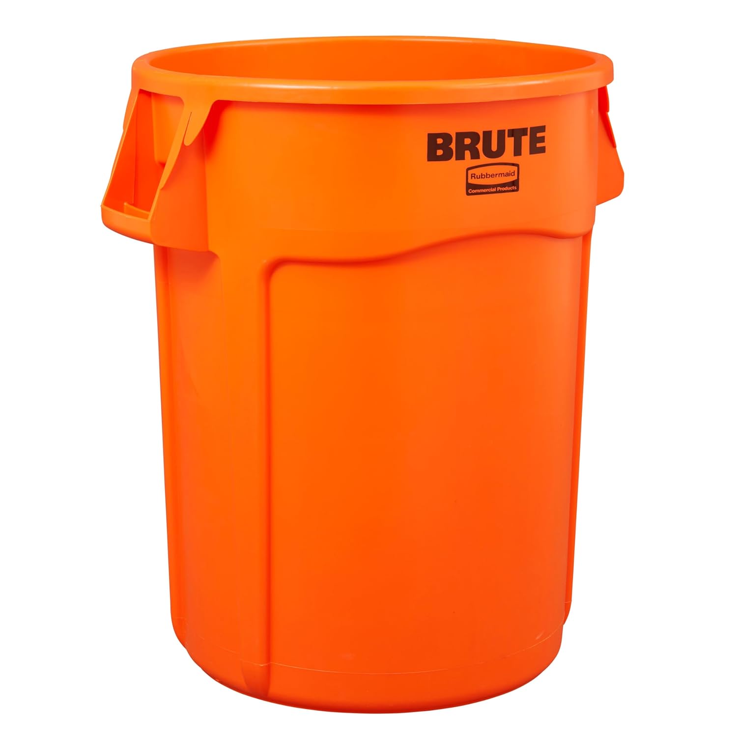 Rubbermaid Commercial Products BRUTE Heavy Duty Round Trash Can High Visibility Garbage Can 44 Gal Orange for Landscapers/Construction/Restaurants/Back of House/Offices