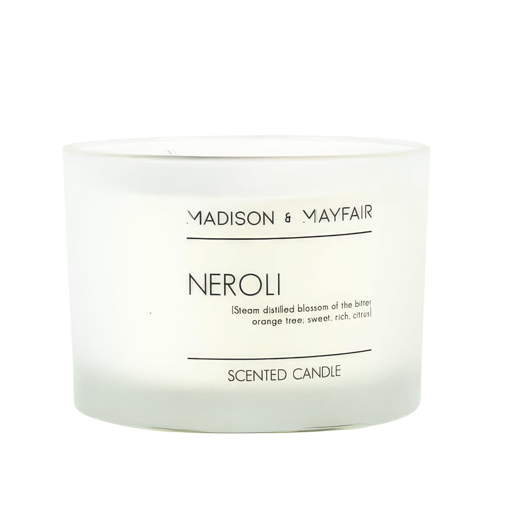 Madison & Mayfair Madison And Mayfair Two Wick Neroli Cotton Scented Candle In A Frosted Glass Jar