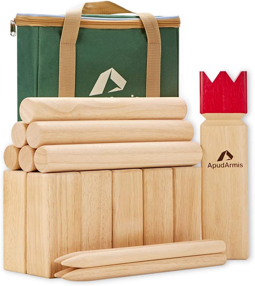 - Kubb Yard Game Set, Viking Chess Outdoor Clash Toss Yard Game with Carrying Case - Rubber Wooden Backyard Lawn Games Set for Teenagers Adults Family