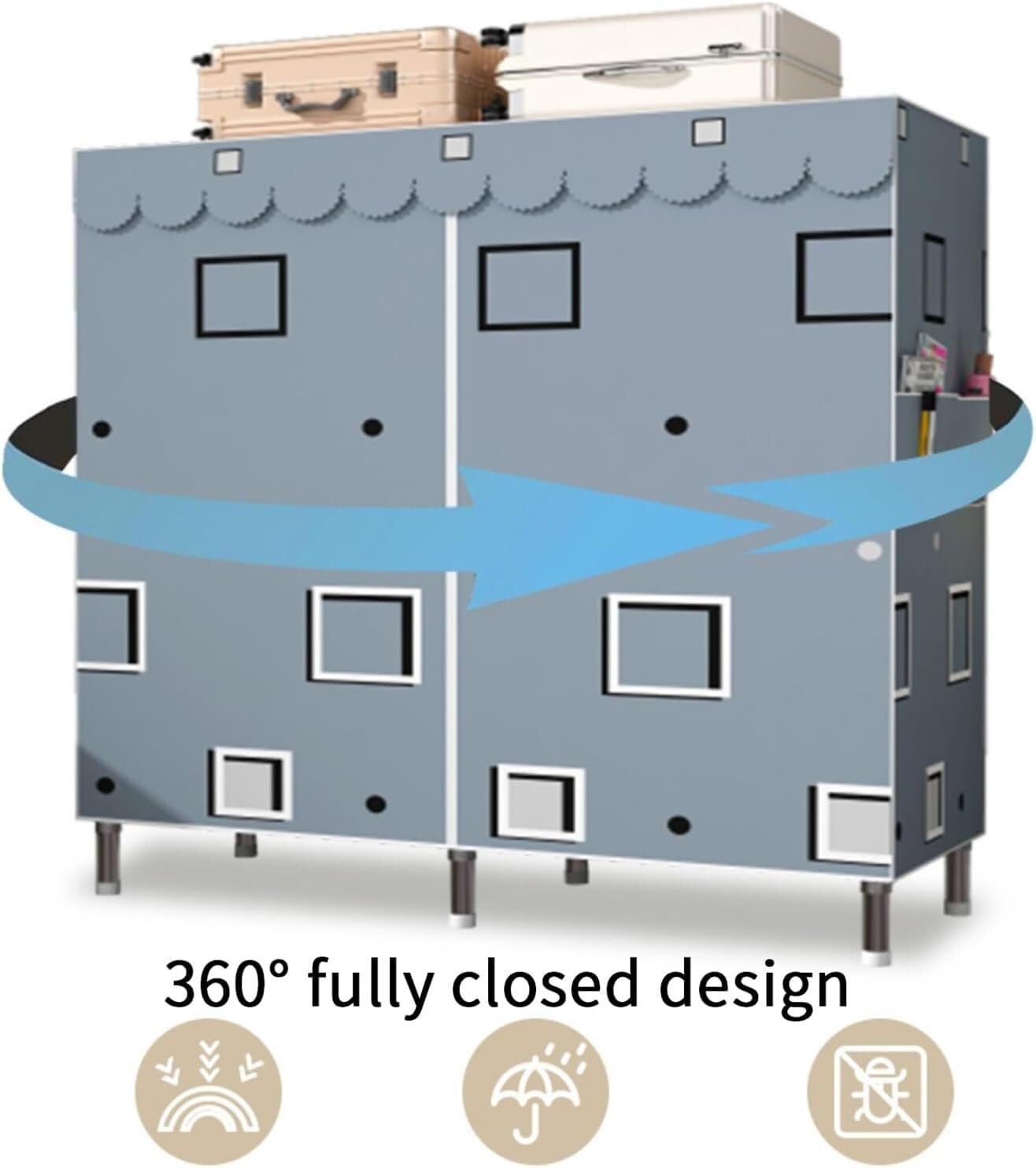 Wardrobe Closet Schrank Robuster Tragbarer Kleiderschrank Mit Abdeckung, Kleiderschrank Mit Reißverschluss Für Schlafzimmer Closet Aufbewahrungsschrank(165 * 45 * 170cm)