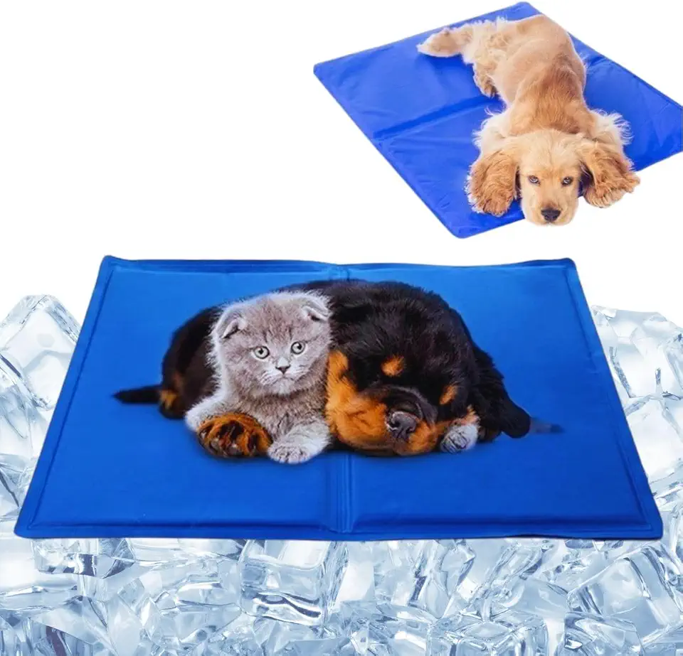 Tapete Gelado para Pets Refrescante Calor Cachorro e Gato Colchonete Azul Conforto Verão Térmico